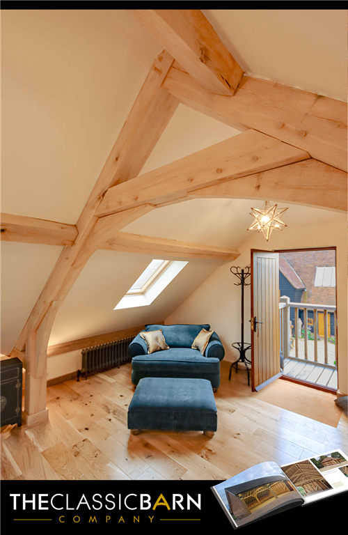 Introducing stunning oak beams in a room above the garage, transforming the space into a cozy retreat. The rich, warm tones of the oak create a welcoming atmosphere, while the exposed beams add architectural interest and character. Gallery Image