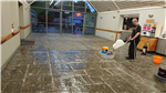 Cleaning a Flagstone Floor in a large Restaurant Gallery Thumbnail