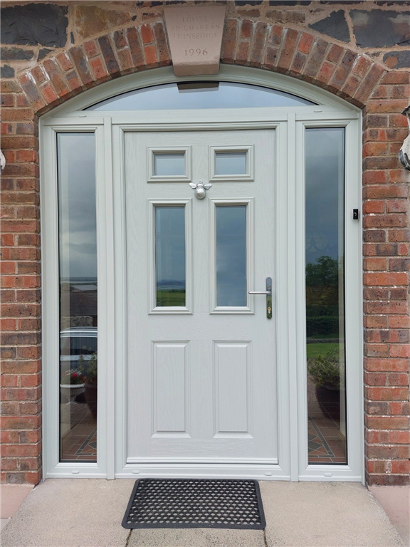 Traditional composite door with arched fanlight in agate grey Gallery Image