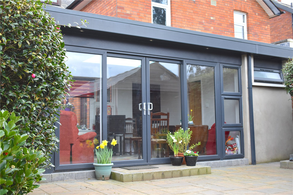 Modern pod sunroom extension in anthracite grey Gallery Image