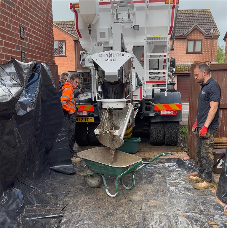 domestic concrete being poured by one of our ready mix volumetric concrete in somerset  Gallery Image