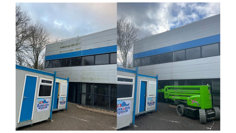 Before and after external cladding clean in Milton Keynes Gallery Image