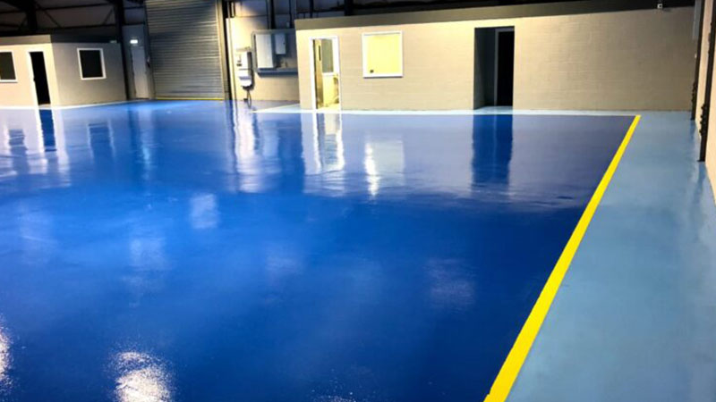 Resin floor blue yellow line and walkway Gallery Image