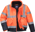 Hi Vis Two-Tone Bomber Jacket - Orange and Navy.Portwest S266. CE certified EN ISO 20471 Class 3 Gallery Thumbnail